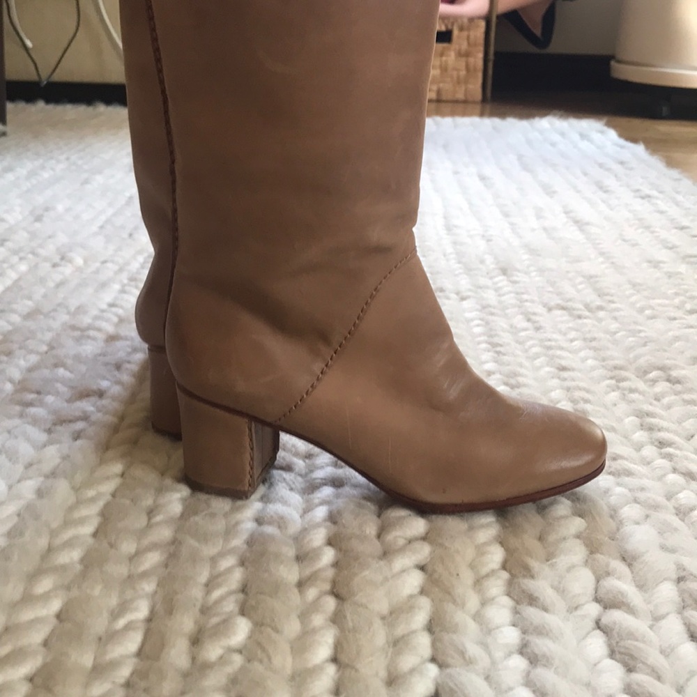 Anthropologie tan nude leather knee high boots - Picture 3 of 7